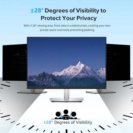 MOBDIK 28 inch screen privacy filter for computer monitor 16:9 aspect ratio, anti-blue light anti-glare privacy screen protector, removable screen protector privacy filter.