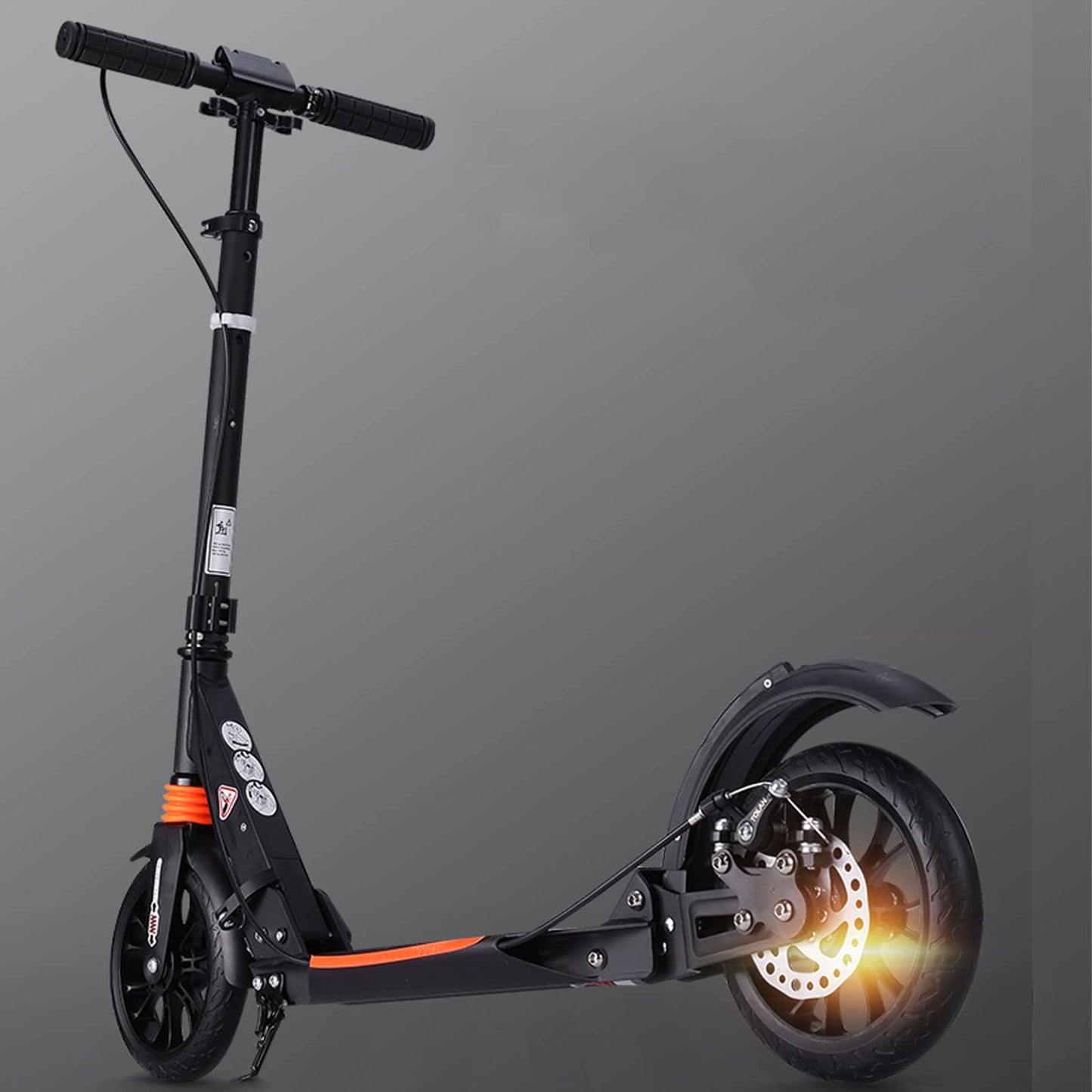 Adult Kick Scooter with Big Wheels, Dual Suspension, Folding Design, Anti-Slip PU, Double Shock Absorption System with Disc & Hand Brake, 150kg Capacity.