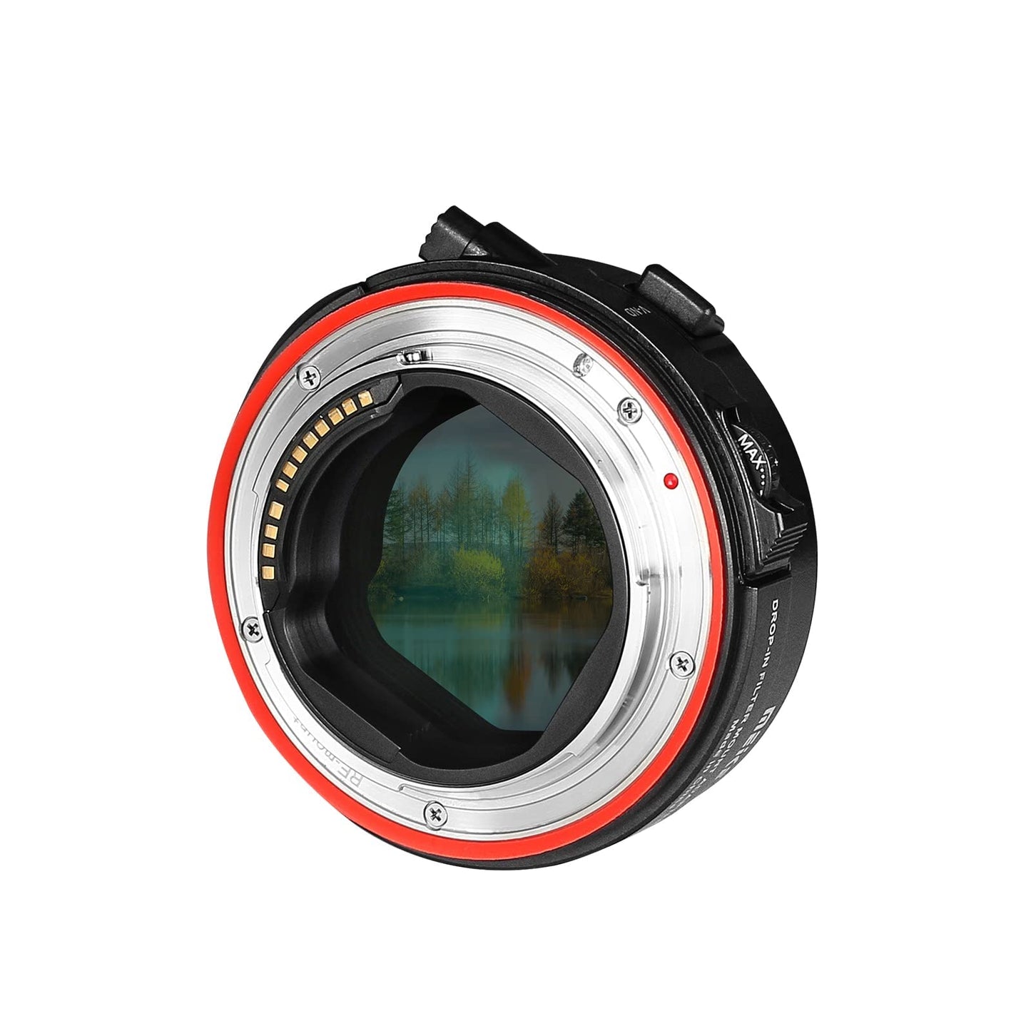 Meike MK-EFTR-C drop-in filter adapter for Canon EF to EOSR with variable ND filter and UV filter for EOS R R5 R6 RP R5C C70 cameras.