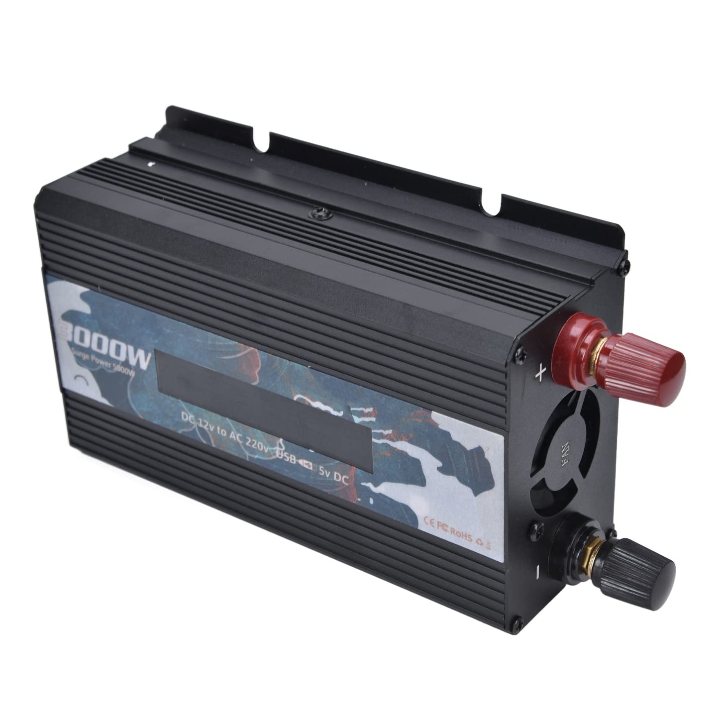 300W Pure Sine Wave Inverter DC 12V to AC 220V Multifunctional Battery Converter for Home, RV, Truck (Black)