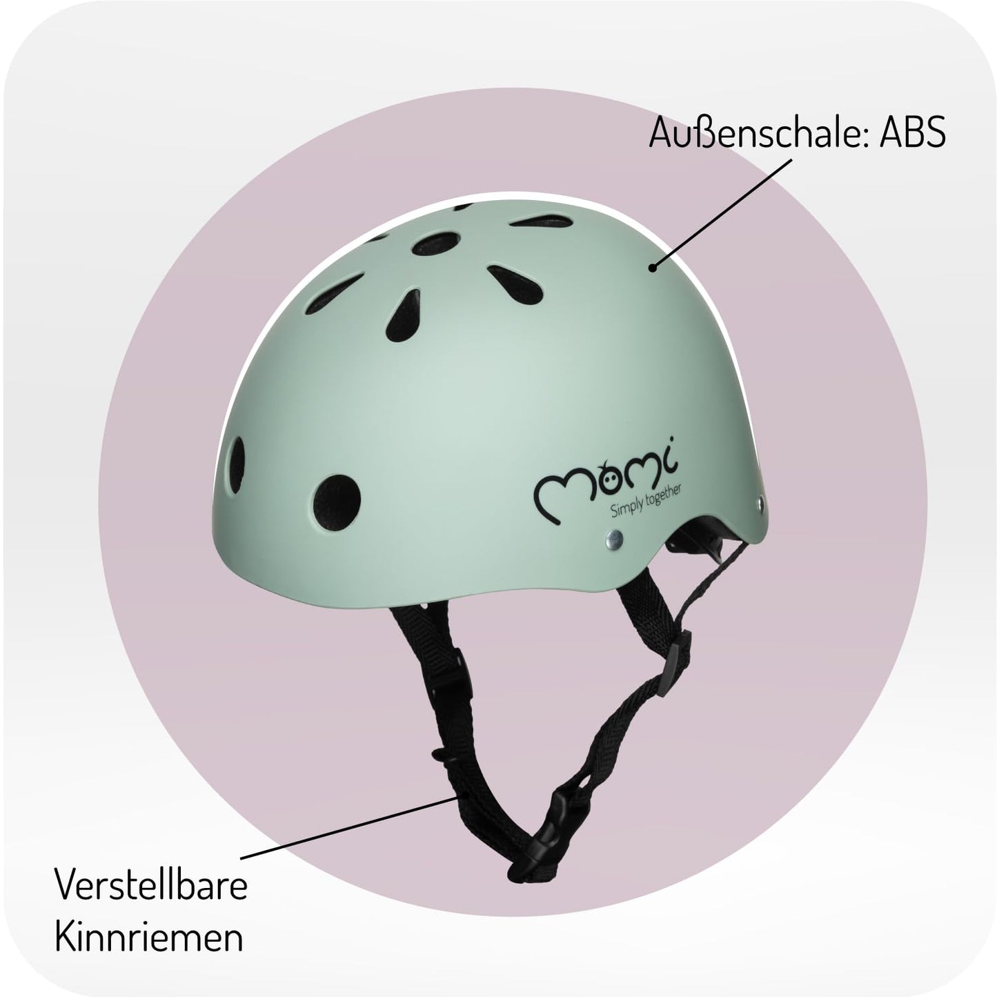 MoMi Mimi children's helmet adjustable, head circumference 47-58 cm (1-4 years), impact-resistant and shock-absorbing bicycle helmet for kids, 11 ventilation openings, foam padding, adjustable chin strap