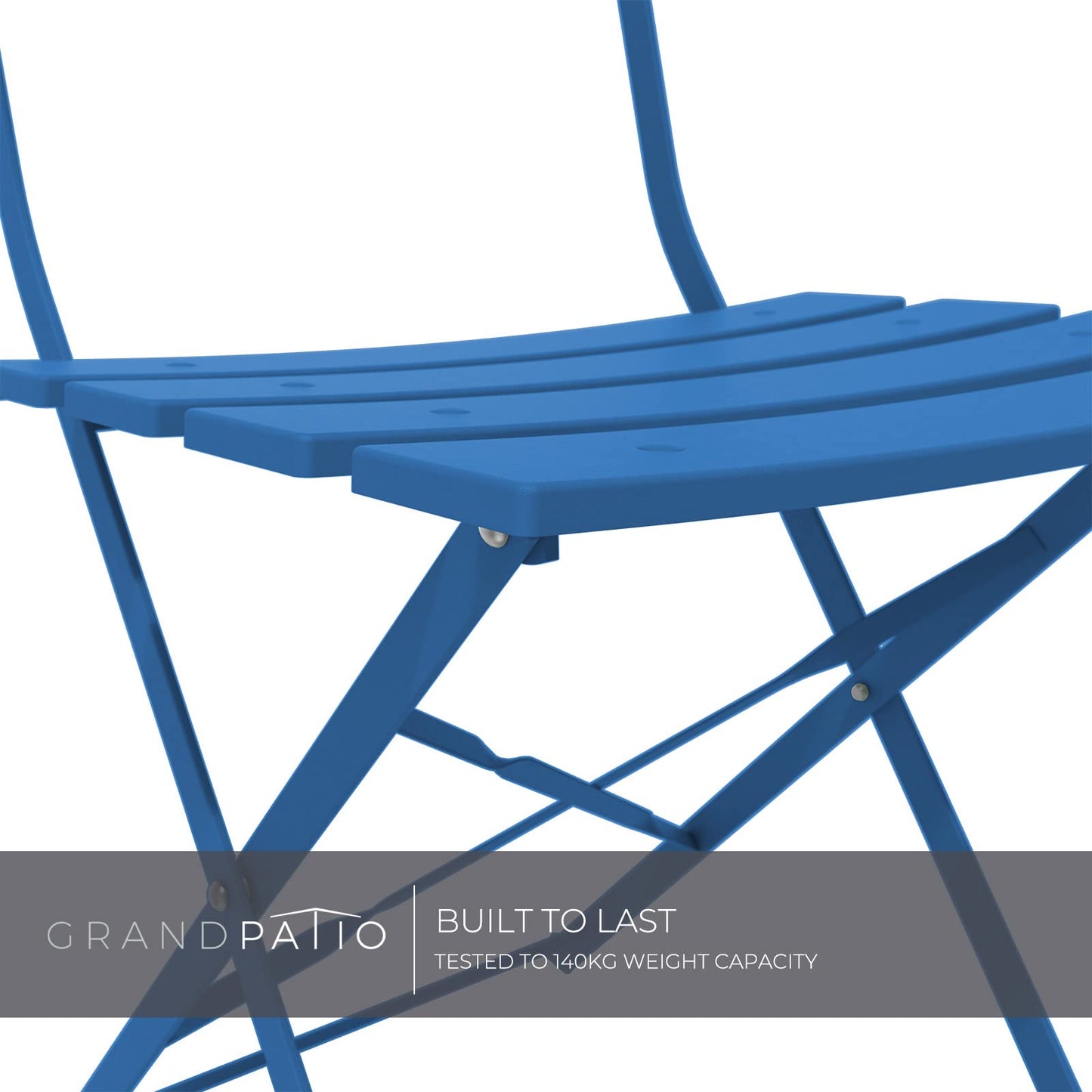 Grand patio Bistro Set 3 Piece, Garden Furniture Set, Seating Group with 2 Chairs and 1 Table, Premium Steel, Folding, Balcony Set for Yard, Garden, Outdoor (Peacock Blue)