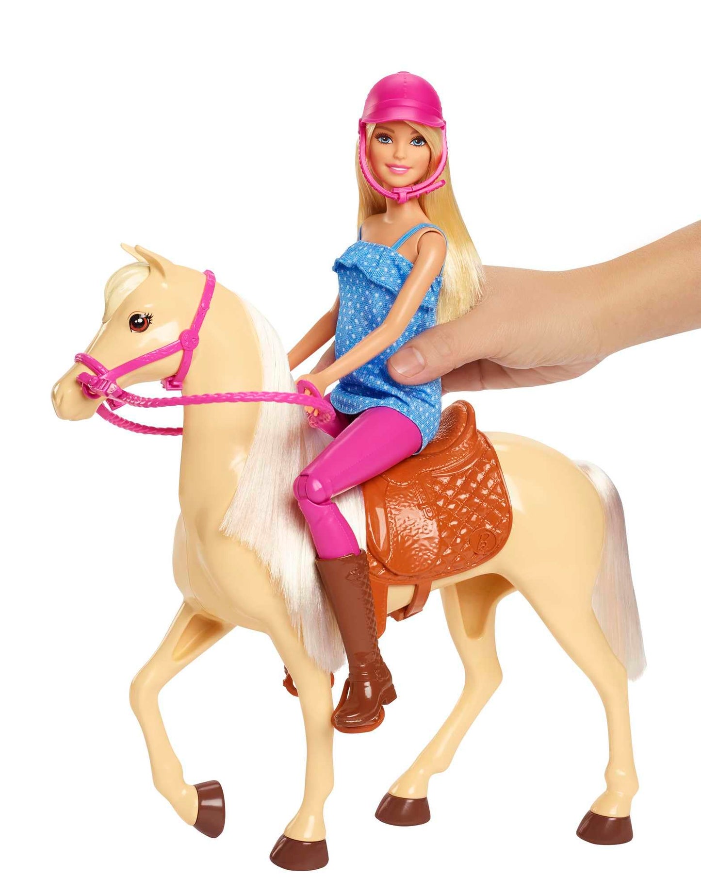 Barbie doll and horse toy, riding accessories, includes 1 doll and 1 horse, suitable as a gift for children aged 3 years and up, FXH13.