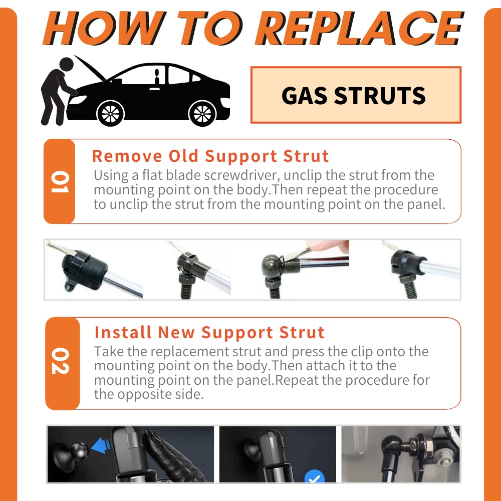 JINGLINGKJ Trunk Struts for Amarok 2011-2019 Rear Tailgate Gas Struts Lift Supports TWO YEAR WARRANTY
