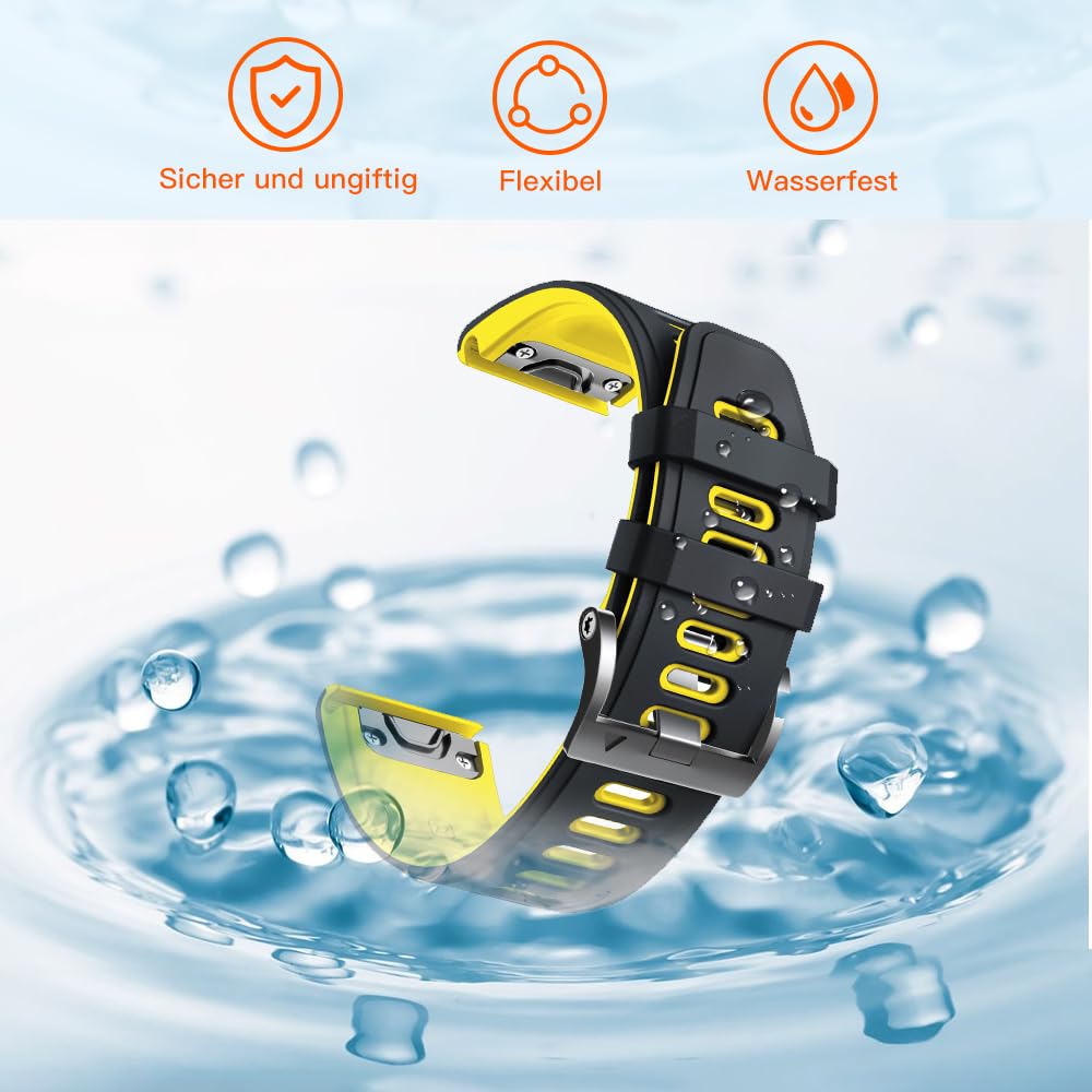 ANBEST bracelet for Garmin Fenix 6 Pro/7 Pro/Epix 2/Fenix 8 47mm, 22mm Quick Fit Bands for Fenix 7/6/5/Epix Pro 47mm/Descent G1/Forerunner 955/945/965. Silicone replacement band.