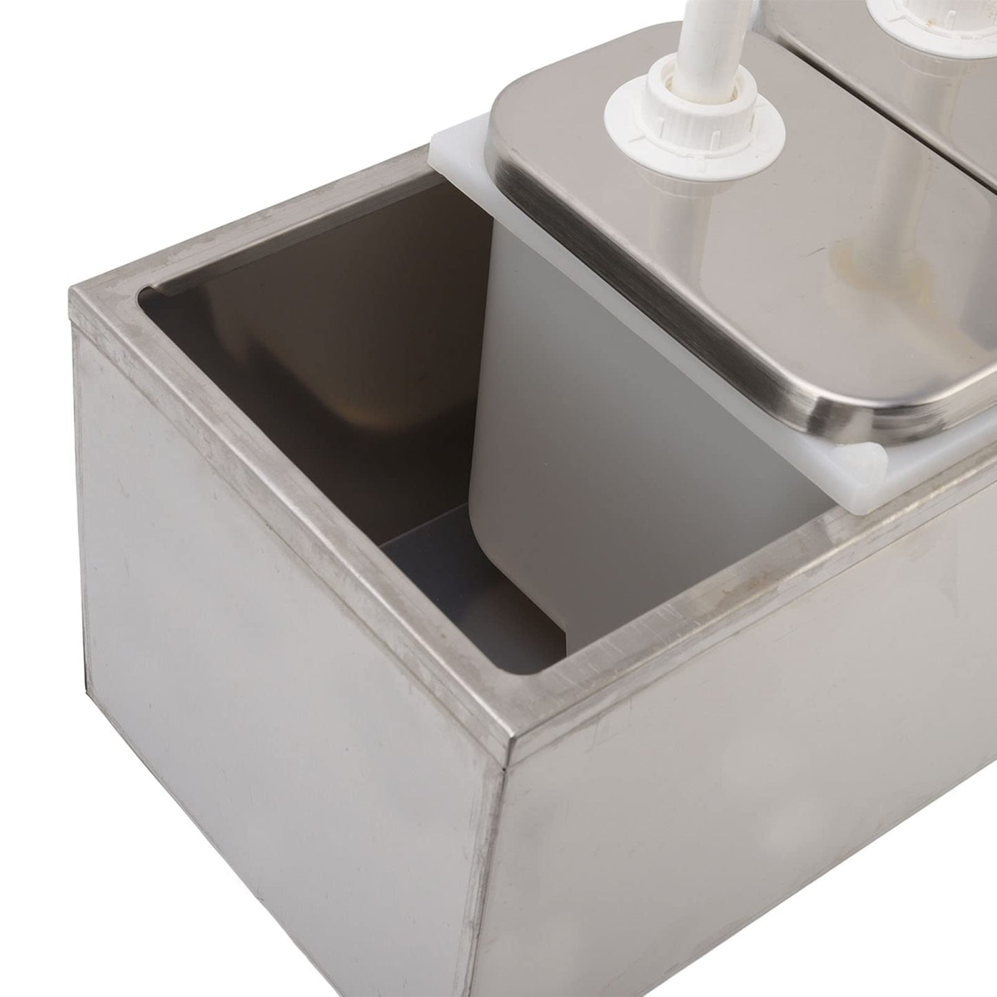Natudeco sauce dispenser, condiment pump station, honey dispenser, plastic, stainless steel, pump dispenser for sauces, kitchen syrup, milk, cooking oil (THREE heads 2L/head)