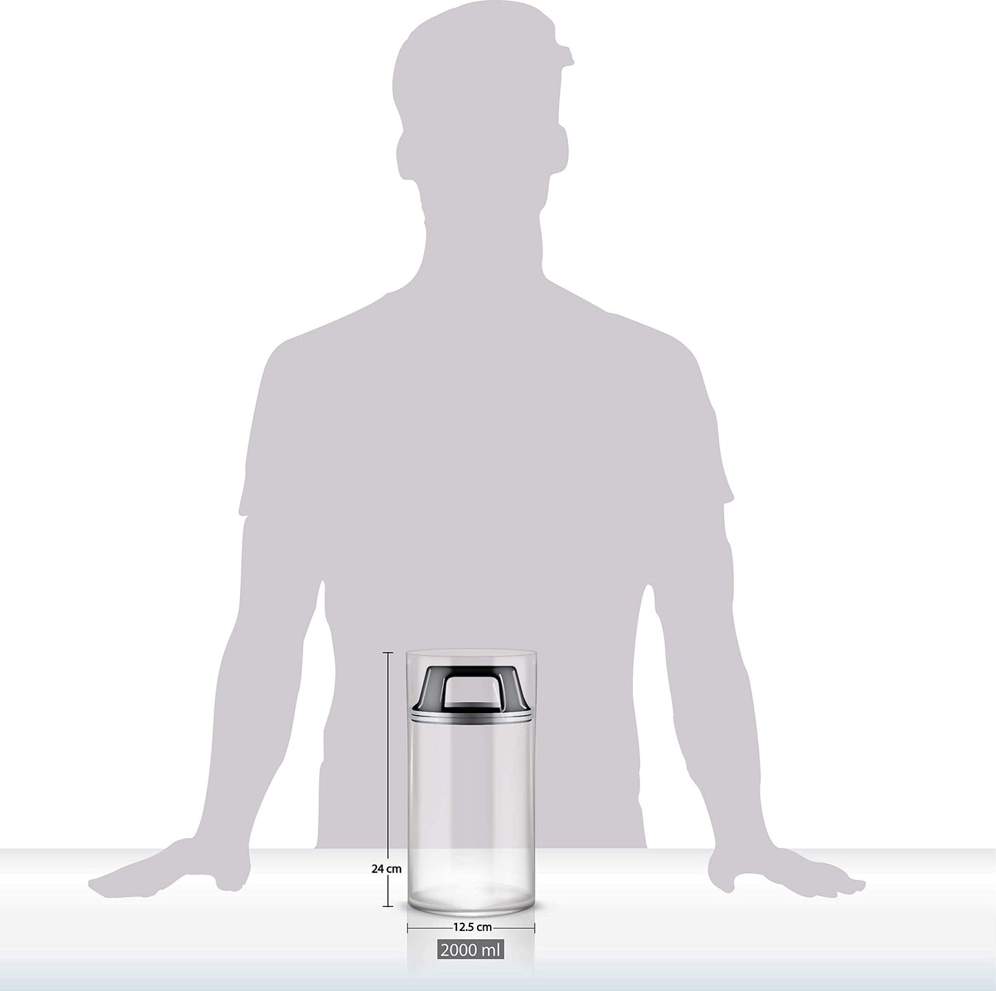 Kitchen&CO. Coffee canister with vacuum lid, airtight storage, glass coffee canister, BPA-free, borosilicate glass container, sustainable storage, (2000 ml)