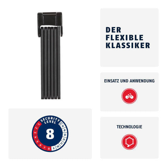 ABUS folding lock Bordo Classic 5900/90 ST with lock bag - bike lock made of hardened steel - ABUS security level 8