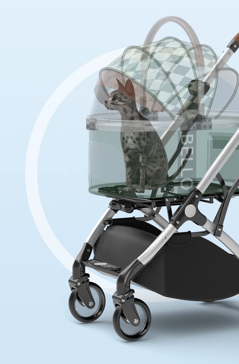 3-in-1 pet stroller, foldable travel pet stroller for cats and dogs with detachable carrying bags, aluminum trolley, pet stroller, backpack with rain cover, pink and purple.