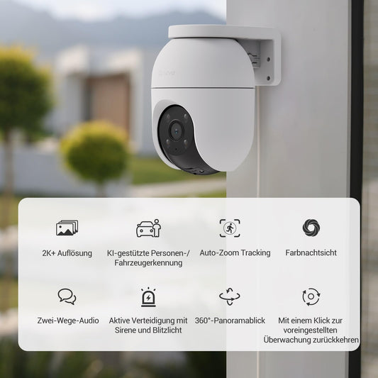 EZVIZ 4MP PTZ Outdoor Surveillance Camera, WiFi IP Camera with Person/Vehicle Detection, Two-Way Audio, Auto Tracking, and Full Color Night Vision, Weatherproof Design, C8C 2K+.