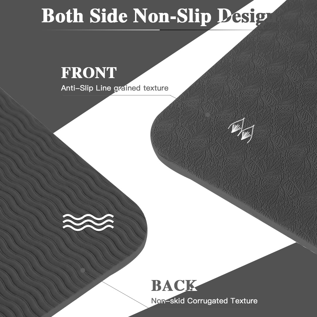 Good Night Yoga Mat, Exercise Mat, Workout, Pilates, Fitness Mat for Men and Women, Non-Slip, Thick, 6mm, High-Density Gym Mats with Carrying Strap, TPE
