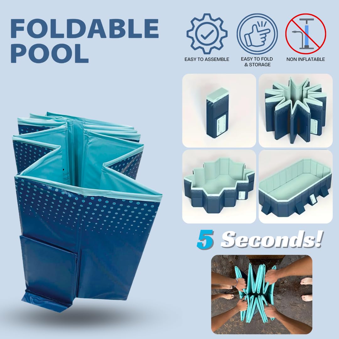 INDUSTEX Foldable Pool, 130 x 90 x 45 cm, Children’s Pool, Portable Dog Pool, Foldable Pool, Bathtub, Pool Toy, Suitable for Children, Medium-sized Pets