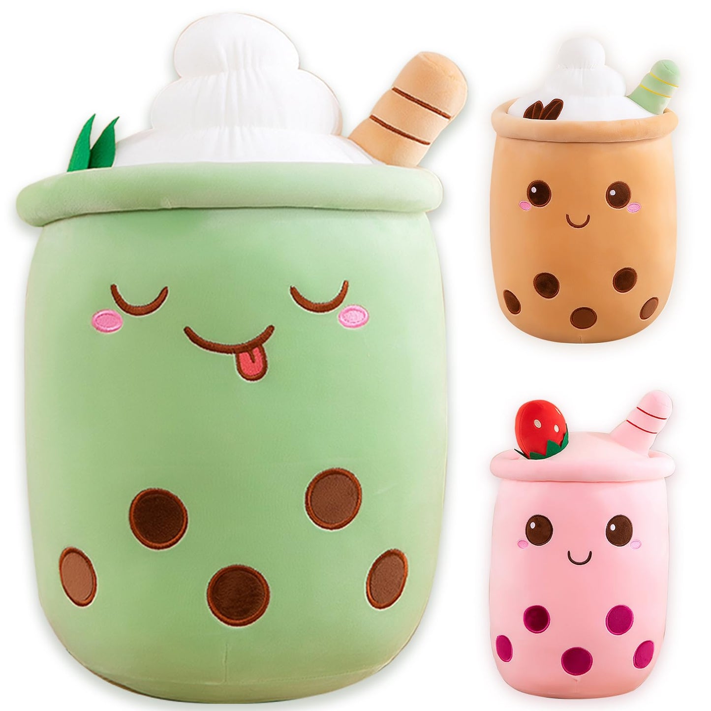 Bubble Tea plush toy XXL cute pillow, Kawaii Bubble Tea Cup plushie Boba tea cup plush toy decor (Green, 50cm)