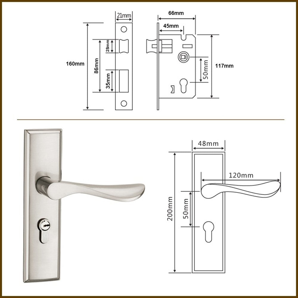 Qrity renovation set for bathroom doors, WC handle set, door handles, profile cylinder with knob, door latch, 3 copper keys, zinc alloy.
