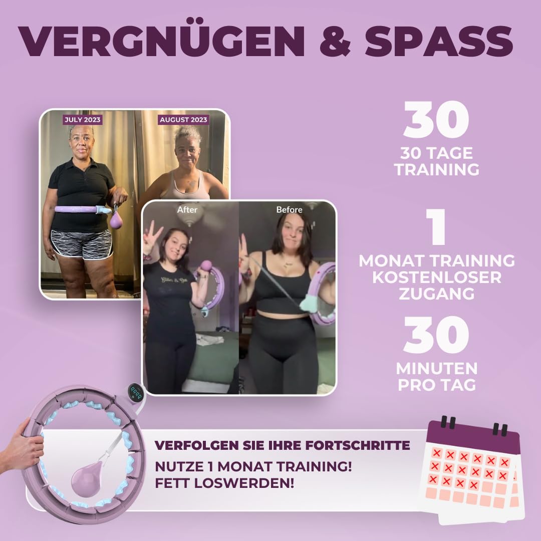 Swiss Activa+ S5.S+ Silent Hula Hoop for adults with counter 60-112cm - Extra quiet - Doesn't fall down - Hoop for women to lose weight - Smarter Fitness Hula Hoop with weight