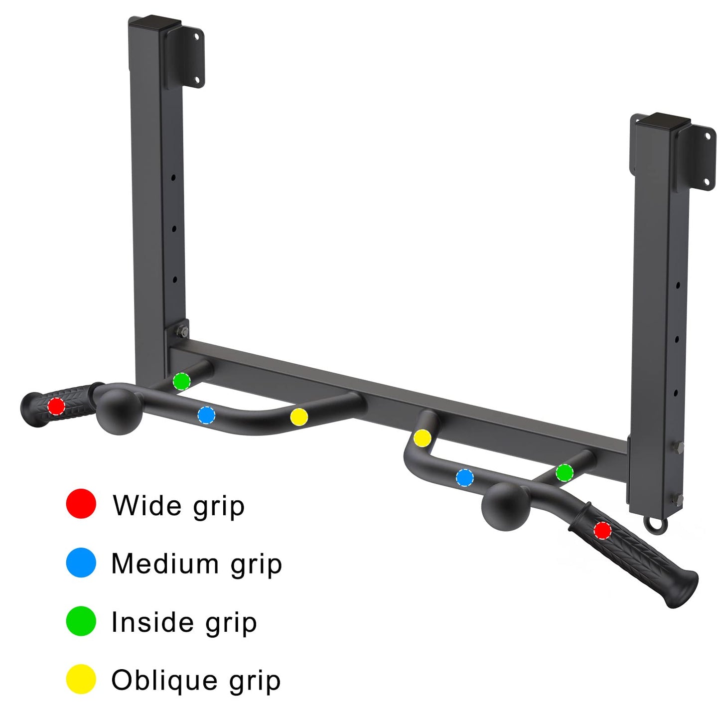 Kipika Multifunctional Joist Mounted Pull Up Bar, 4 levels of height adjustment, Multi-angle grip, Chin Up Bar Joist Mount, Home Gym Workout Strength Training Equipment