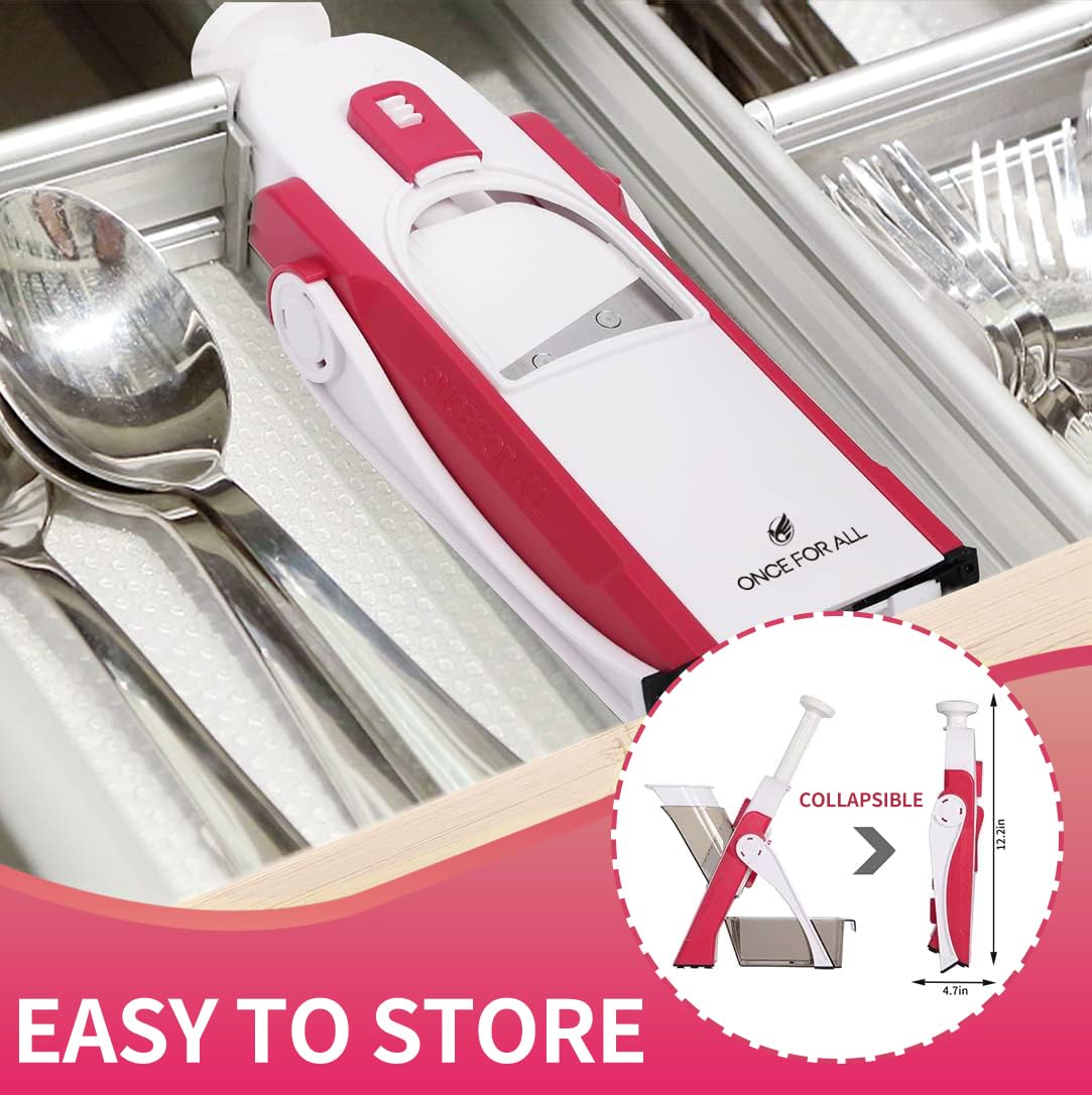 ONCE FOR ALL Vegetable Cutter with Container, ideal for slicing potatoes & onions, cucumber slicer - dicer, julienne cutter.