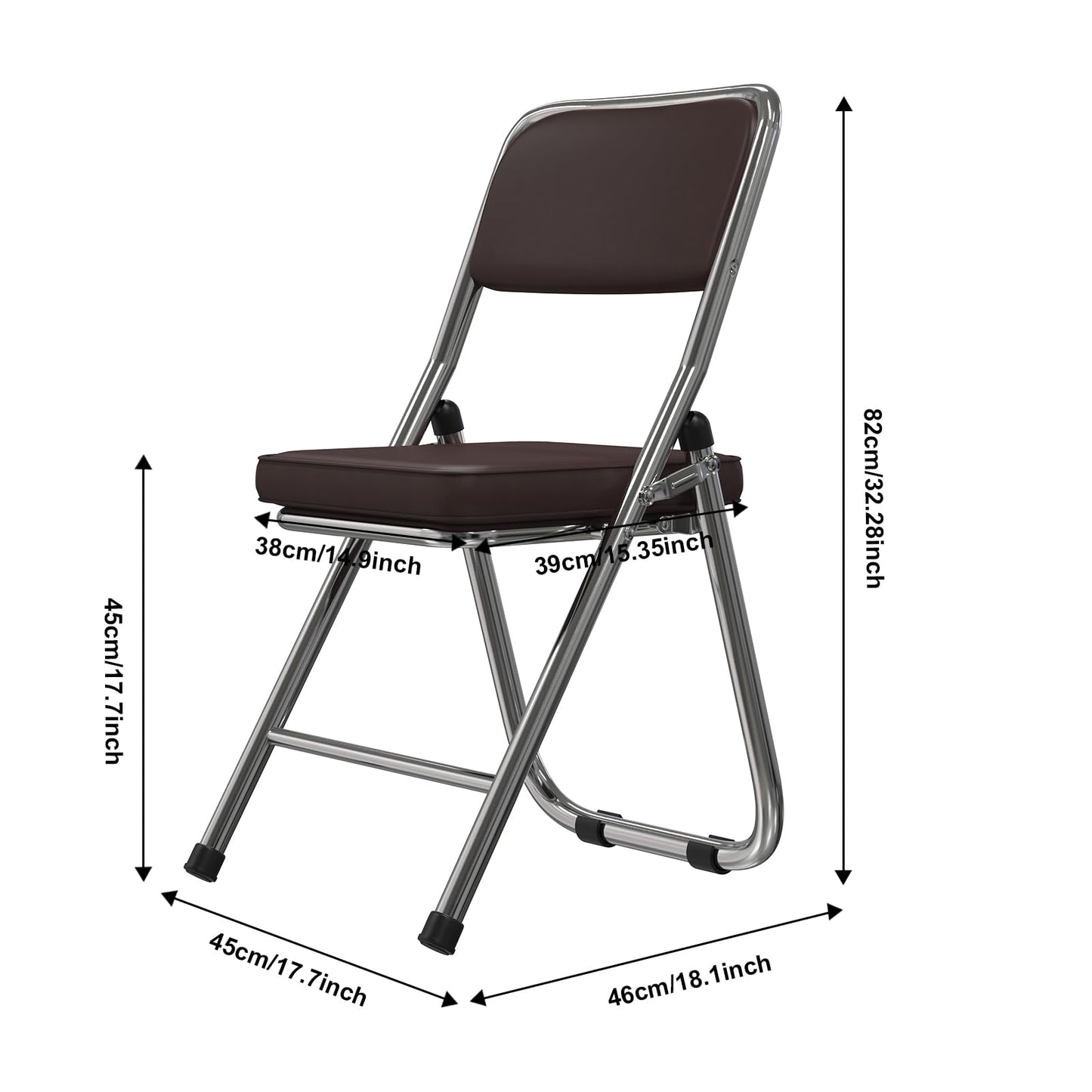 Lvhecforhm 1er Set Folding Chair with Backrest, Dining Chairs, Kitchen Chair with Steel Frame, Dining Chair Folding Conference Chair, Folding Chairs Brown Leather, Lounge Chair, Modern Outdoor Folding Chairs