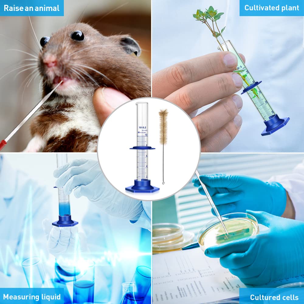 5PCS 10ML Graduated Cylinder Thick Glass Lab Cylinders Measuring Cylinder - 10ML