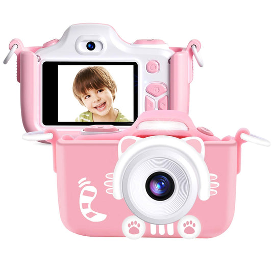 Kriogor Kids Camera, Digital Photo Camera Selfie and Video Camera with 16MP/Dual Lens/2 Inch Screen/1080P HD/32G TF Card/9x Digital Zoom, Birthday Gift for Kids (Pink)