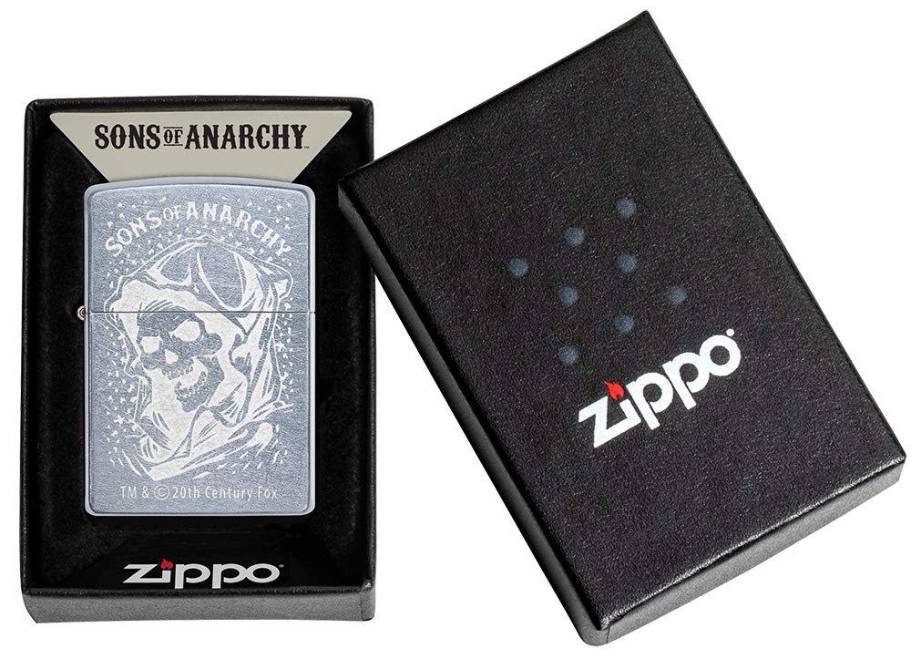 ZIPPO – Storm lighter, Sons of Anarchy Skull, Lustre, Street Chrome, refillable, in high quality gift box