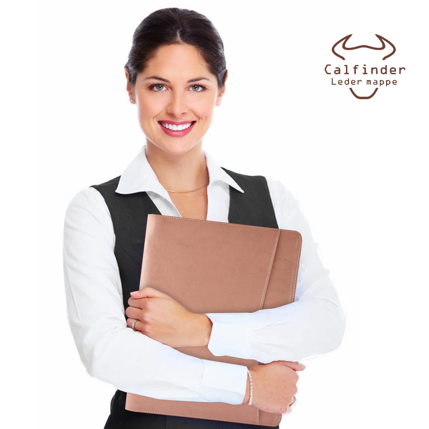 Calfinder A4 writing pad, conference folder, vegan leather, work folder, file folder, leather folder, business folder, pink