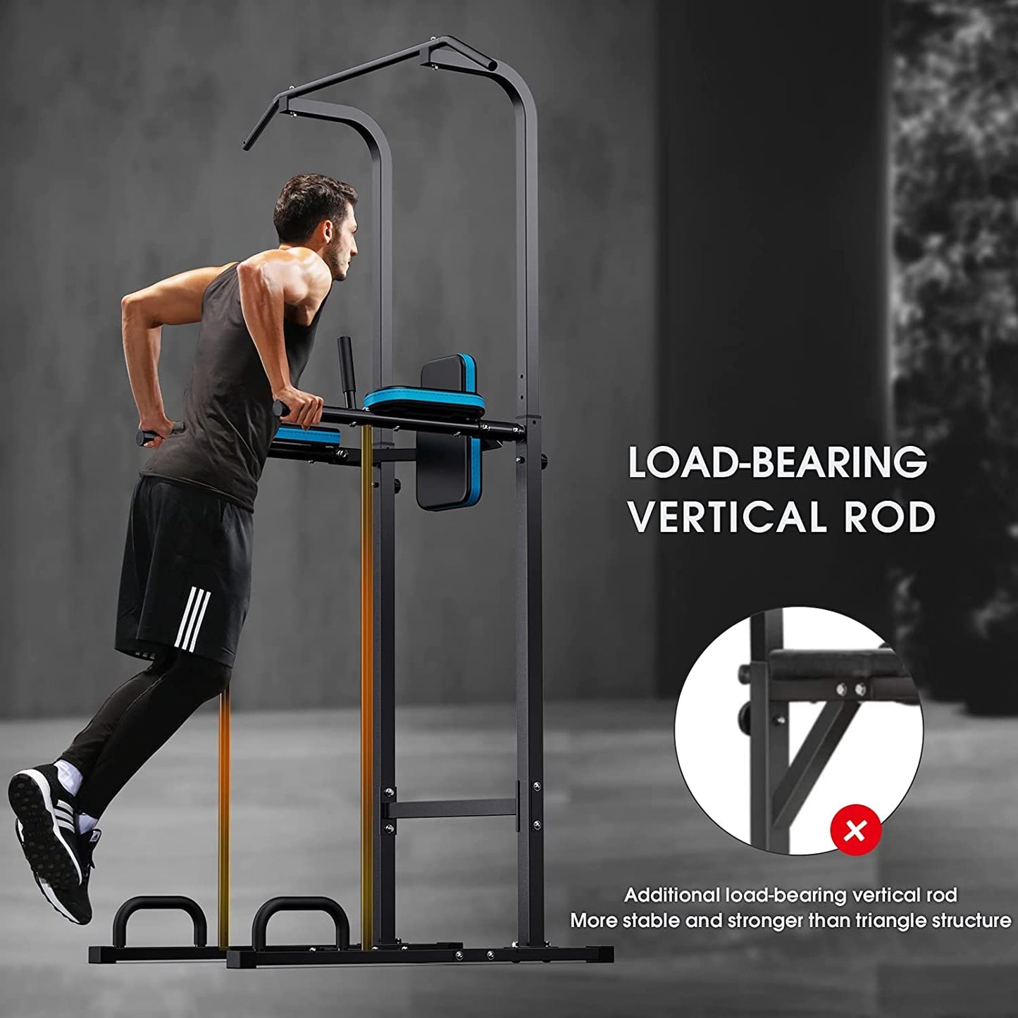 JX FITNESS Power Tower Multifunctional Dip Station Fitness Training Equipment for Pull-up Bar, Push-ups, Abdominal Training