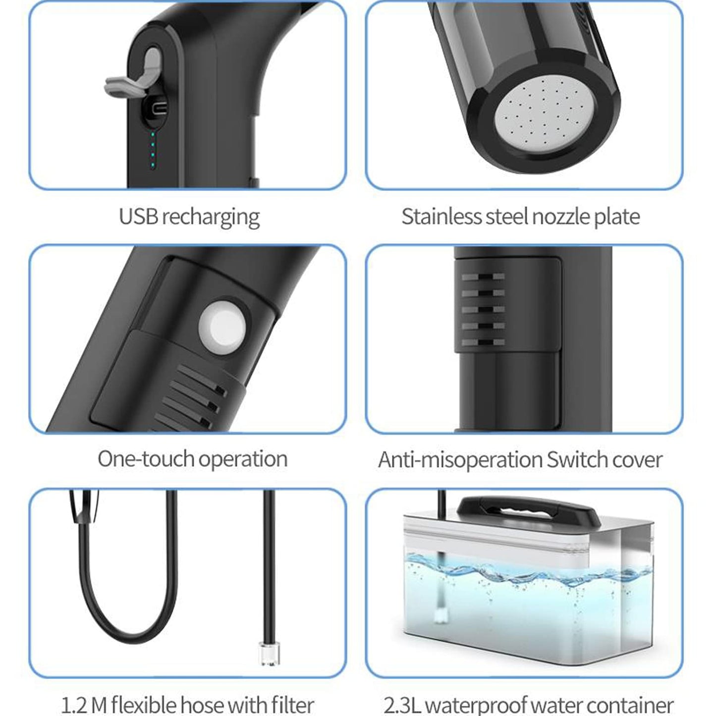 Zooma Travel Bidet Electric, 2.3L Portable Bidet, Electric Bidet Handheld Sprayer for Outdoor Toilet, Camping Bottle Spray Bottle Perineal Bottle for Women Men Children.