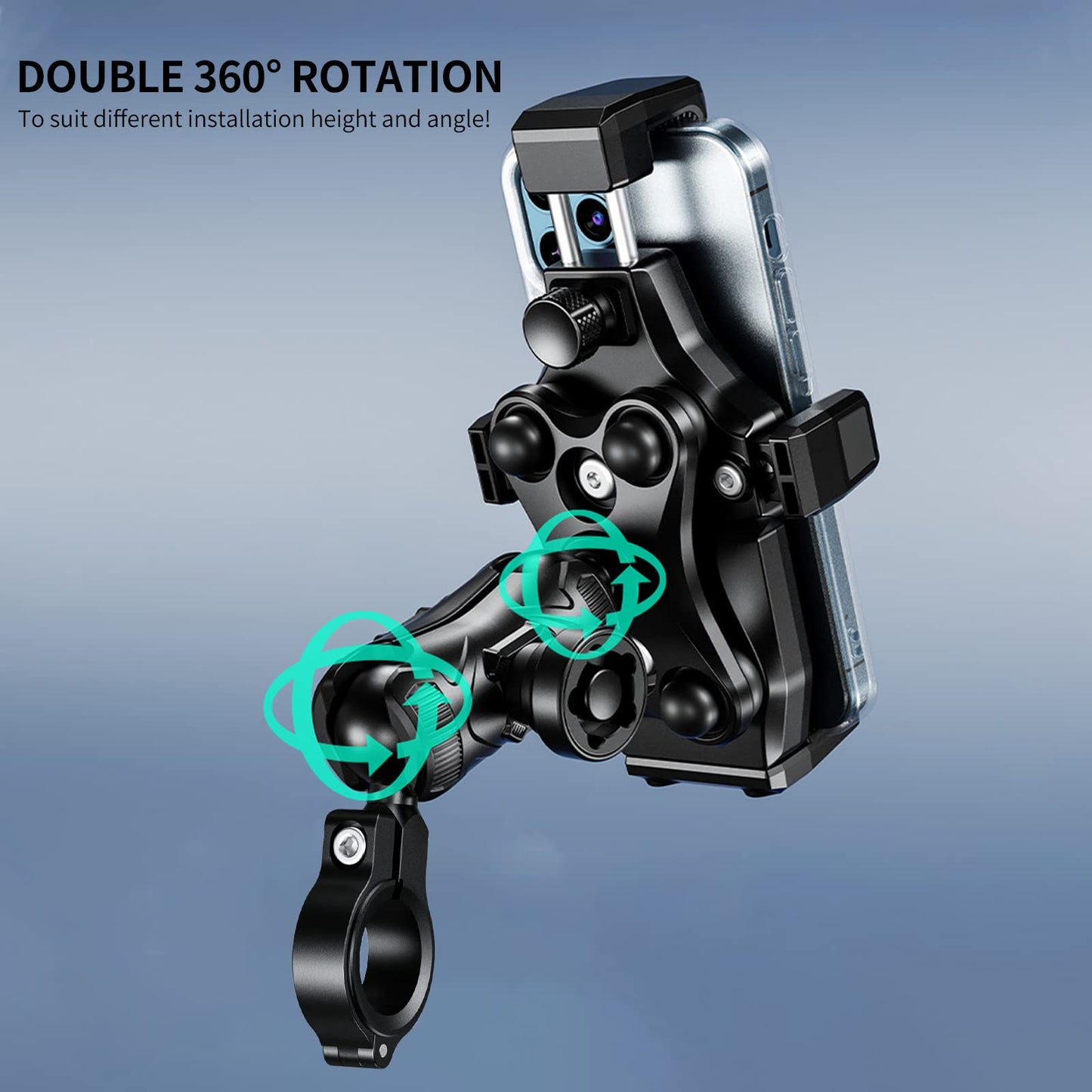 iMESTOU Anti-Vibration Motorcycle Phone Mount, 1 inch Ball Handlebar Phone Holder, Perfect for High-Speed Cycling, 360° Rotatable, Universal for 4.7"-7.2" Phones