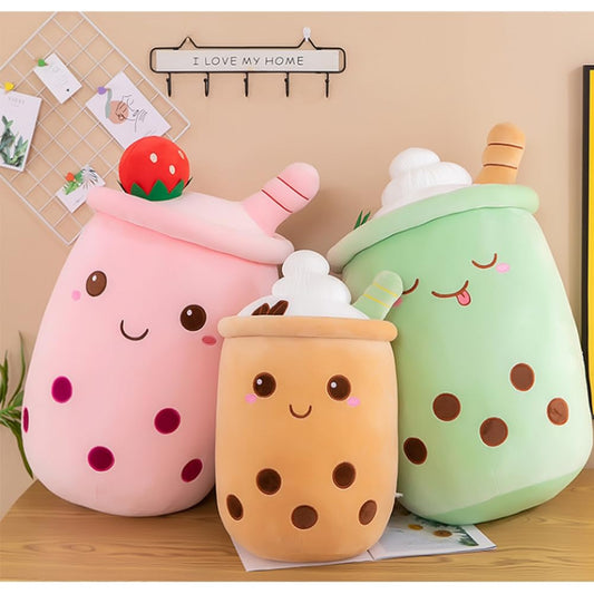 Bubble Tea plush toy XXL cute pillow, Kawaii Bubble Tea Cup plushie Boba tea cup plush toy decor (Green, 50cm)