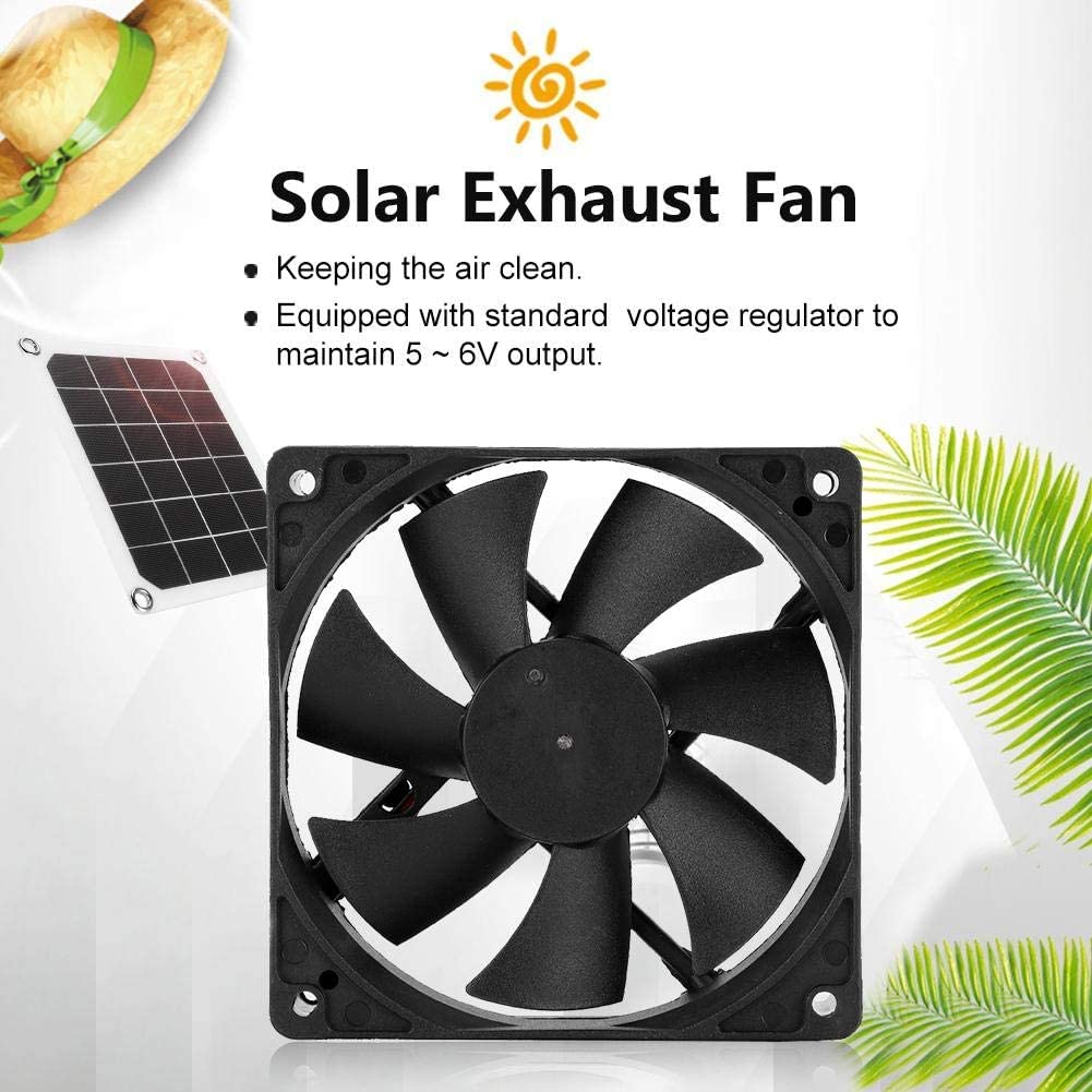 EVTSCAN solar-powered roof ventilation system, powerful fan and 10W solar panel set for greenhouse, pet dog chicken house, attic, gable, and storage cooling ventilation.