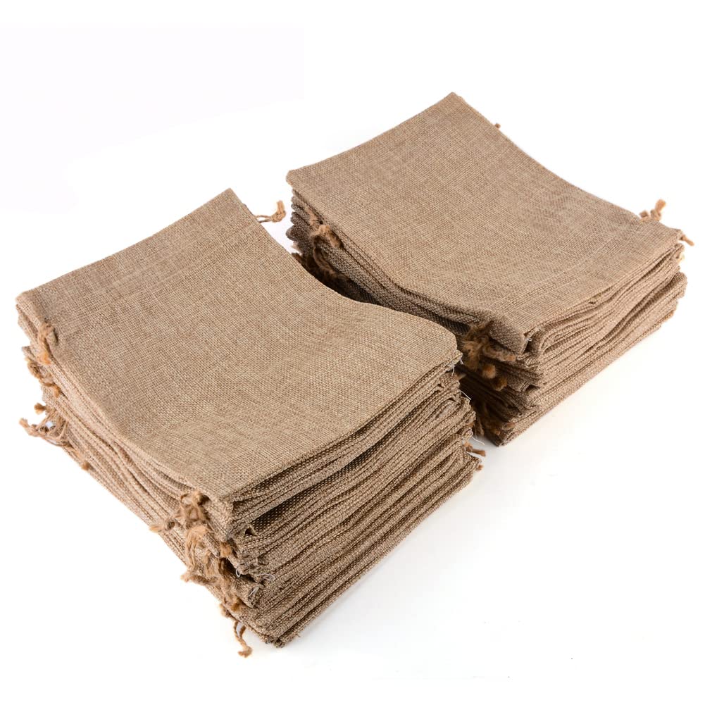 CLTPY 30 Pieces Burlap Bags 15x20 cm with Drawstring, Gift Bags Cotton Bags for Advent Calendar, Jewelry Wedding Party Favors Christmas