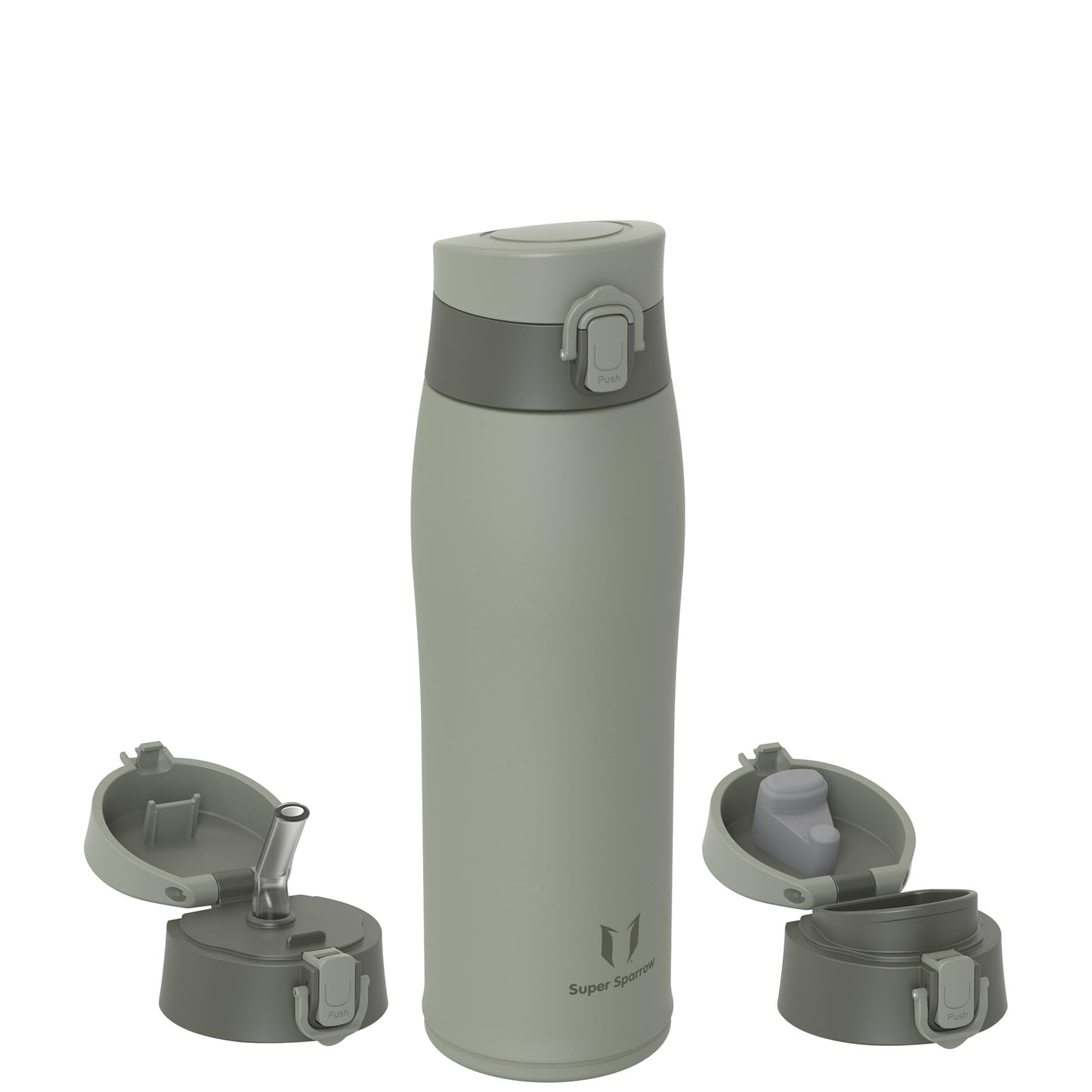 Super Sparrow Stainless Steel 18/8 Water Bottle - Drinking Cup - 750ml - BPA-Free, Leakproof Thermos Flask, Water Bottles for Sports, On the Go, School, Outdoor, Office, Home