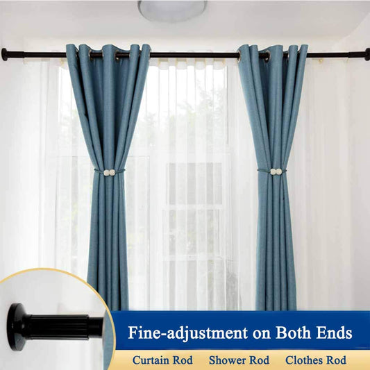 WHITNEY Extra Long Curtain Rod, No Drilling Required. Extendable Stainless Steel Curtain Rod for large windows, shower rooms, cabinets. 92-127cm.