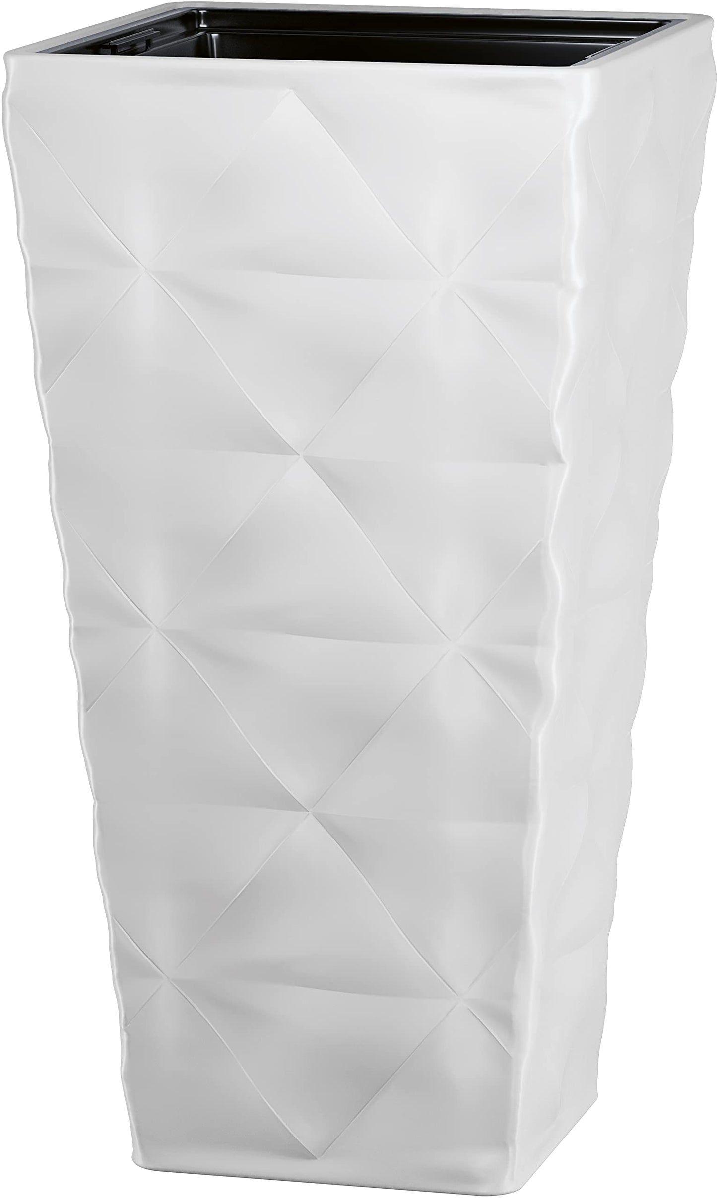 MELTOM plant pot flower pot with removable insert slim high square 3D effect color: white SET2: XXL+XL