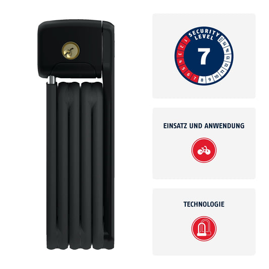 ABUS folding lock Bordo Lite 6055K SH with holder - Extra-light bike lock made of special steel - ABUS security level 7 - 60 cm - Black
