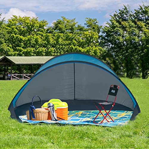 Duhome Beach Shelter Pop Up Beach Tent UV Protection Throw Tent Weather and Privacy Protection Camping Tent for Family Beach Camping (Gray+Blue)