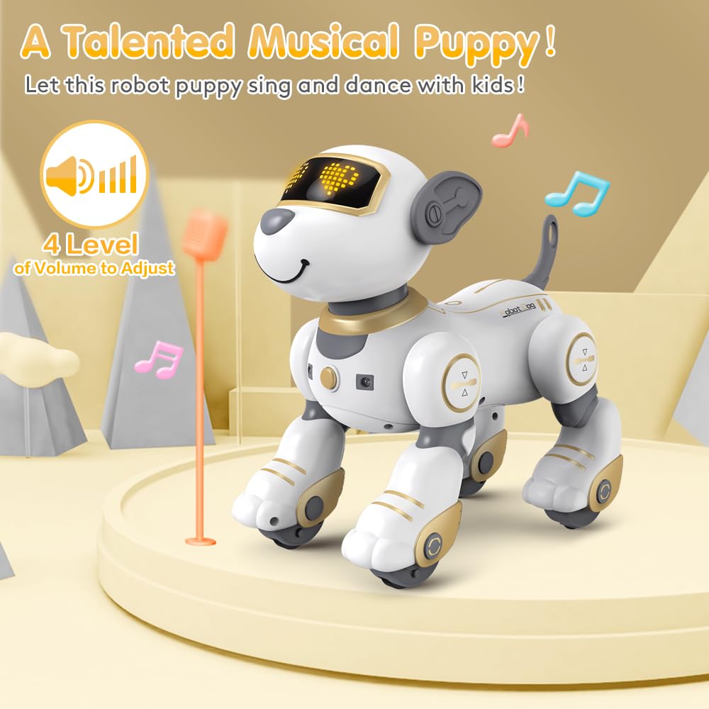 VATOS Robot Dog Kids Remote Control Toy - Interactive Touch and Follow Robot Dog with 17 functions, programmable dance music RC for girls 3-12 years