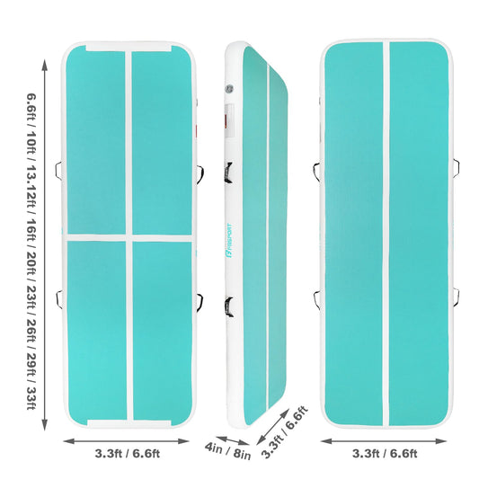 FBSPORT Airtrack Mat, 10cm Thickening 3M Tumbling Mat, Gymnastics Mat with Air Pump, Training Mat with Carry Bag, Exercise Mat for Home, Outdoor, Yoga