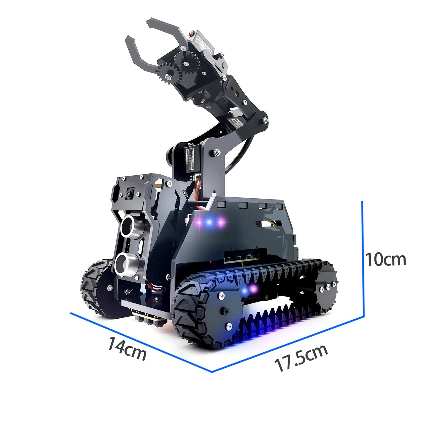 Adeept RaspTank Smart Robot Car Kit for Raspberry Pi 5/4/3B/3B+ (Board Not Included), Tank Tracked Robot with 4-DOF Robotic Arm, Obstacle Avoidance, Line Tracking, USB-C Charging, with Digital Tutorials.