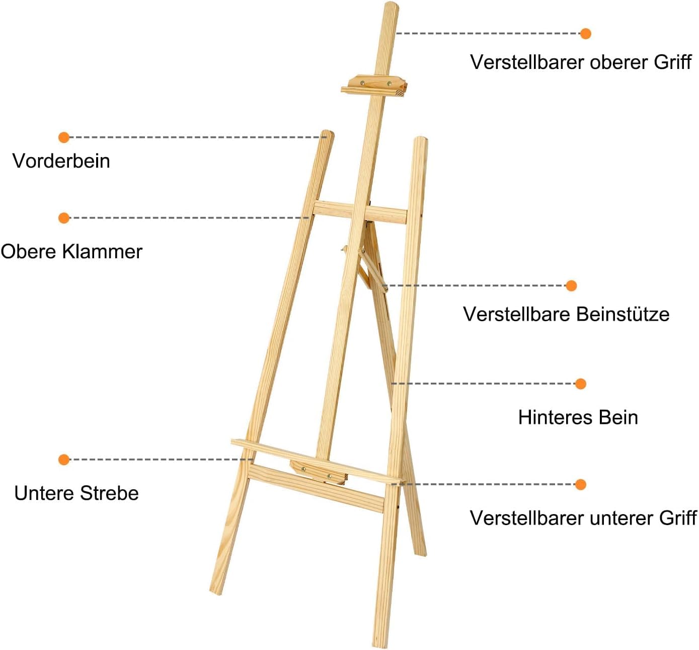 MorNon 2pcs Wood Easel Large Studio Easel Adjustable Tripod Easel Field Easel Wooden Easel Canvas Stand for Kids and Adults