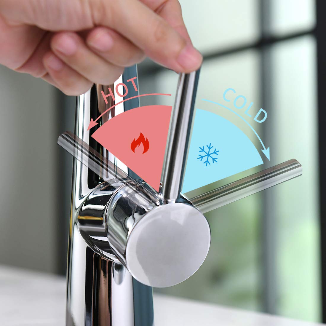 TIMACO low pressure kitchen faucet Chrome Low pressure kitchen faucet mixer tap kitchen 360° swivel faucet kitchen spiral spring faucet Chrome