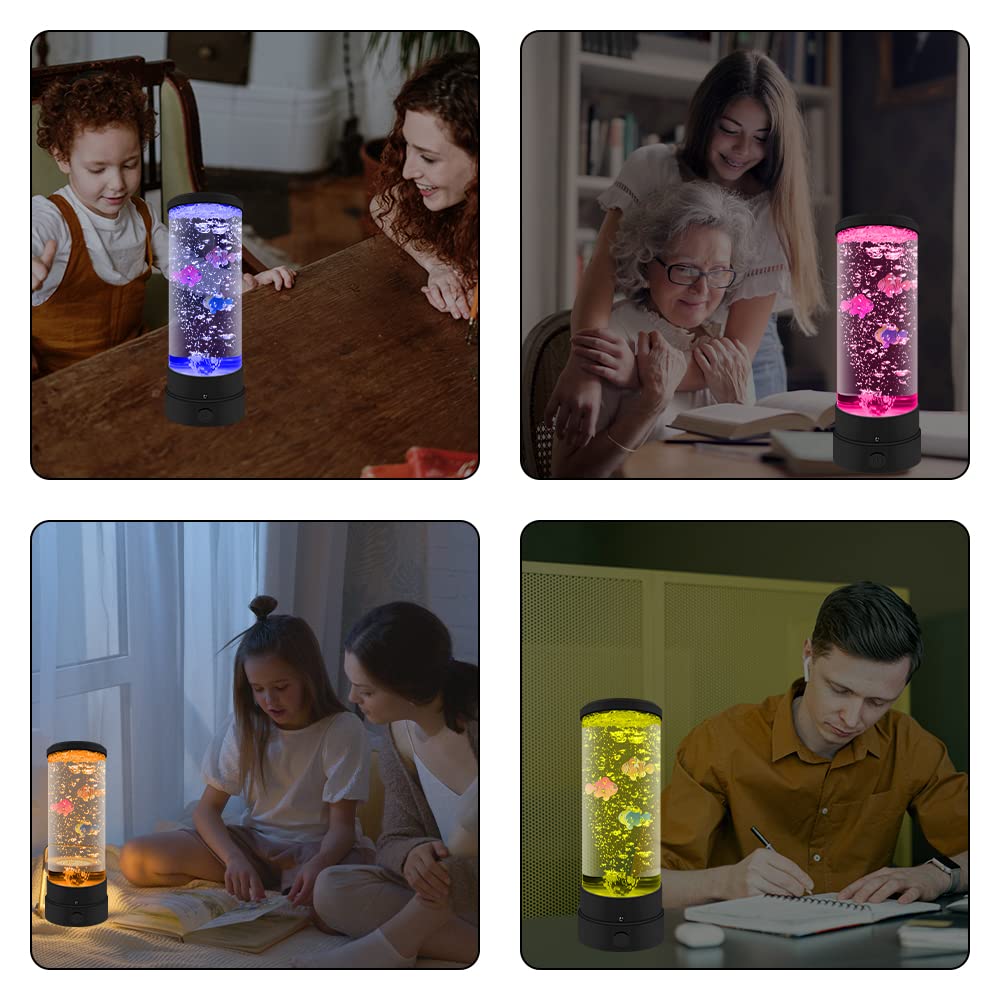 YATOSEEN Bubble Fish Lamp LED Aquarium, mood lamp with remote control, lava lamp with 16 color changing lights, suitable for office, home, gifts for children and adults.
