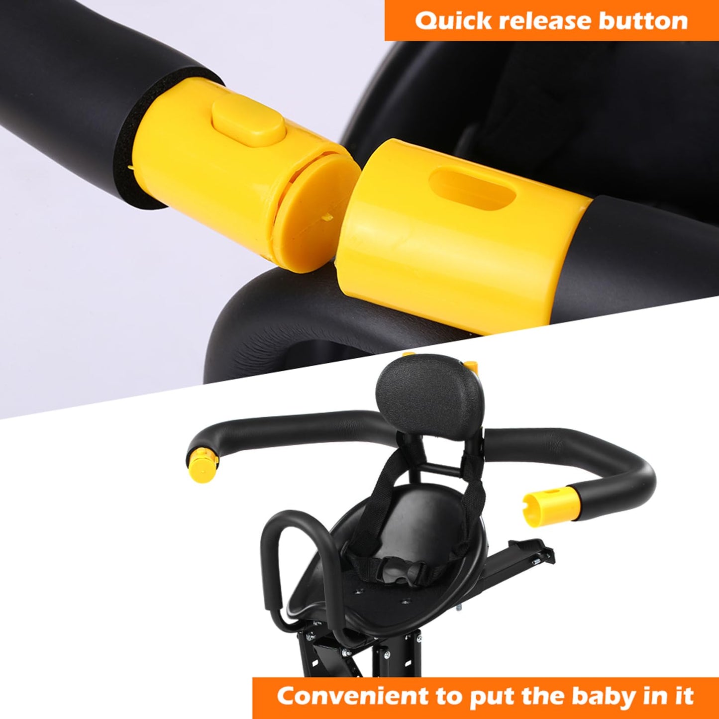 Lixada front bike seat for kids, child safety, with pedals, mount for road bike and MTB.