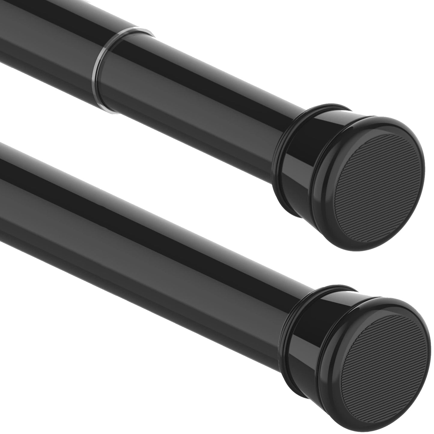 1Piece Curtain Rod No Drill Shower Rod Extendable Clothes Rod for Window, Closet, Bathroom 62-85CM Black (diameter 25mm)