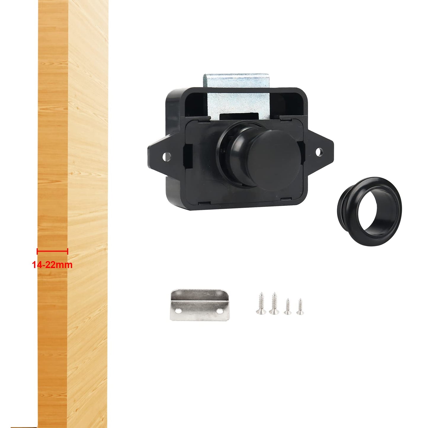 10 pieces Push Button Catch Door Lock for RV Cabinet, Large Cabinet Lock Catch Cupboard Door Lock Furniture Lock Button Catch Lock for Motorhome Caravan Van RV Camper (Black)