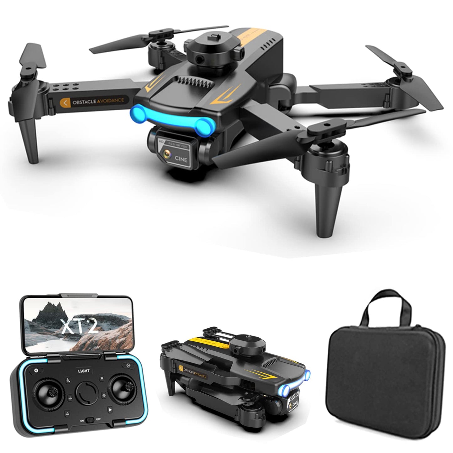 Goolsky LSRC XT2 Drone, Drone with 4k Camera Daul WIFI Optical Flow Positioning, 2.4GHz Obstacle Detection Quadcopter Drone for Beginners Black