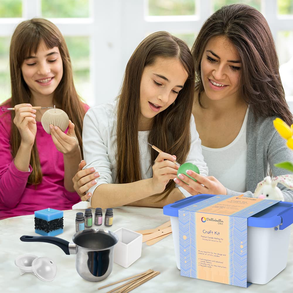 DELLABELLA Candle Making Set - Make Your Own Candles for Kids - Adults - Pouring - DIY - Self - Candle Making Kit