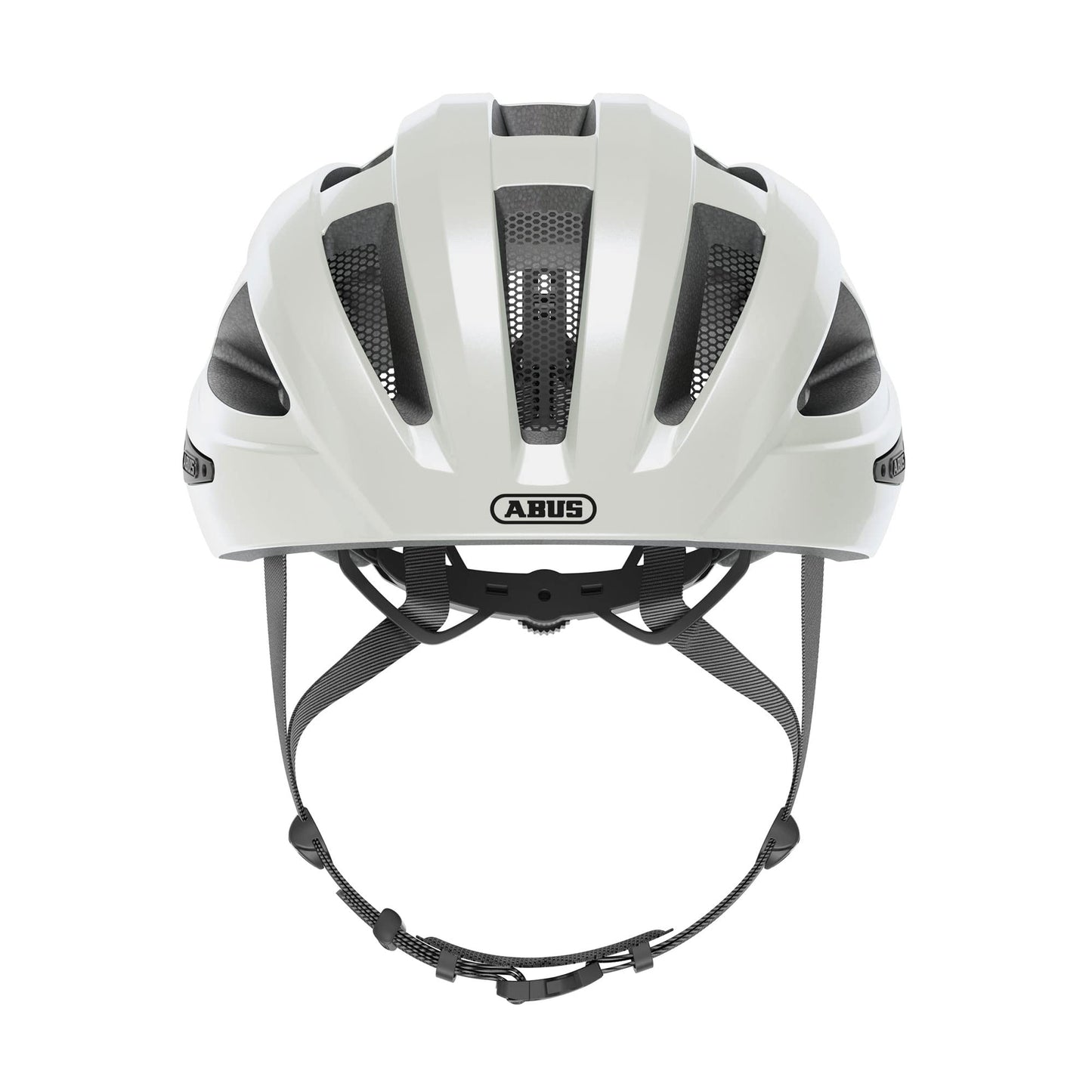 ABUS road bike helmet Macator - sporty bike helmet for beginners - also suitable for riders with ponytails - for ladies and gentlemen - glossy white, size M