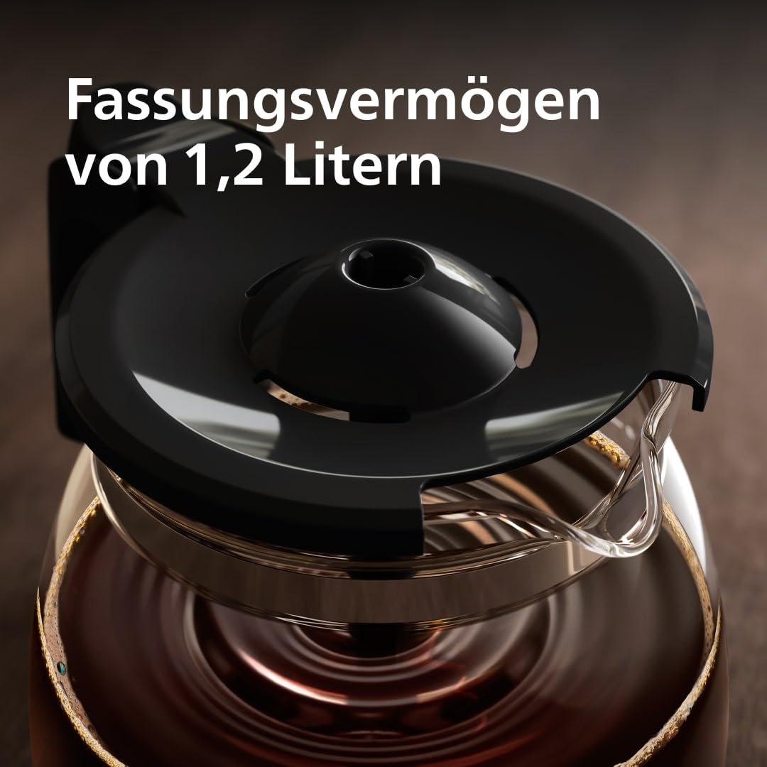 Philips HD7461/20 New Daily Coffee Machine Aroma-Swirl with Auto Shut-Off, Glass Carafe, White/Black